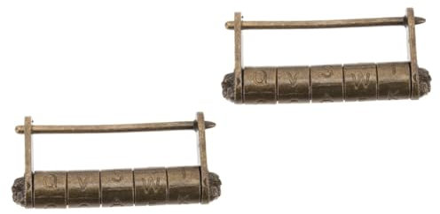 ARTIBETTER 2 Stücke Kombination Schloss Antike Vorhängeschloss Wort Lock Dekorative Türschloss Tragbare