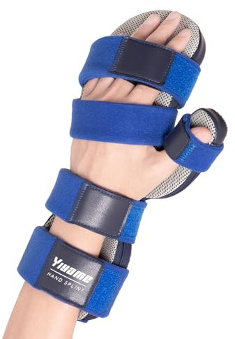 YiYame Ruhende Handschiene, Nacht Karpaltunnel Handgelenkstütze für sehnenscheidenentzündung, Arthritis, Schlaganfall, Fingerschiene für 5 Finger Begradigung, Passt rechts & links, S