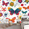 Vlies Fototapete Bunte Schmetterlinge 300 x 210 cm Tapete Schlafzimmer Wohnzimmer Vliestapete Kind Teenager Wandtapete Motivtapeten Bildtapete 3d Effekt Wand Dekoration