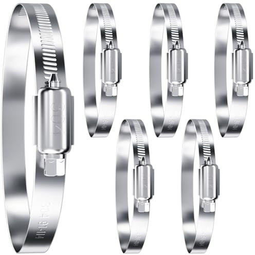 6 Stück Schlauchschellen Set, HOLMOL 91-114mm Schlauchschellen Edelstahl Schellen Sortiment, A2 Edelstahl Schlauchklemme, Einstellbare Schraubschellen für Pool, Garten, Wasser Rohr