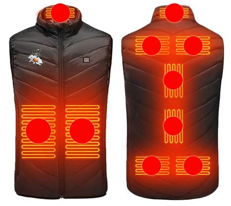 Beheizbare Weste Heizweste 3 Einstellbar Temperatur,15 Zonen Heizung Beheizte Jacke Winter Jacken mit Heizung für Herren Damen Heizweste Herren und Damen Winter Beheizbare Weste Beheizte Skijacke