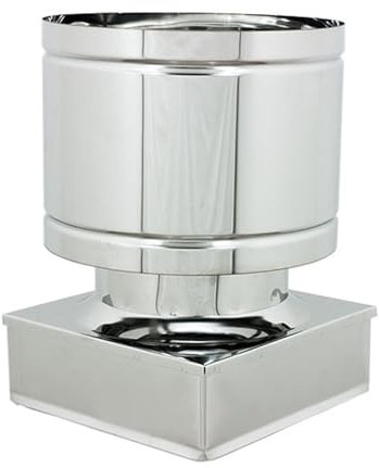 ALLINOX Comignolo Antivento Base Quadra Acciaio INOX AISI 304 Terminale A Botte Antipioggia Per Camino (22x22)