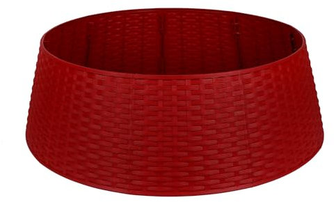 Falda de ratán rojo para árbol de Navidad (mediana)