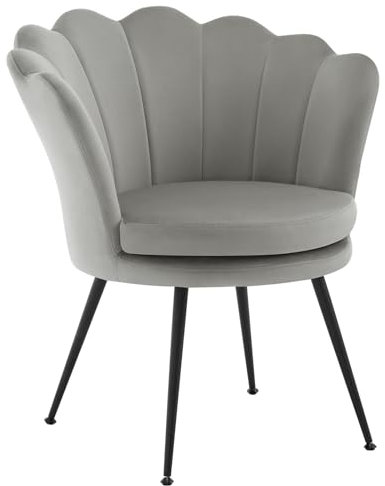 WOLTU Sessel Wohnzimmer, Armlehnensessel Blumenform, Loungesessel Relaxsessel Lesesessel Akzentsessel Einzelsofa, mit Samtbezug Metallbeinen, Grau, SKS50gr