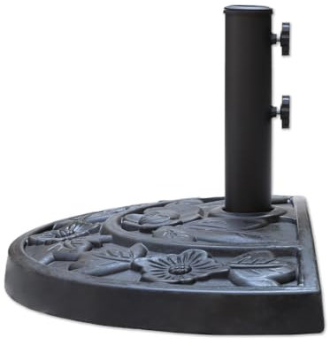 Helios&Hestia 15kg Half Round Garden Parasol Base, Heavy Duty Resin Stand Weight for Outdoor Patio Market Umbrella against the Wall, Black