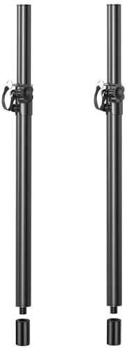 Qoope 2 in 1 Speaker Pole Mount for Subwoofers, Black, Universal Fit, Metal, Speaker Stand, 35mm & M20 Adapter, 132 LB Load Capacity, Height Adjustable 27.2-44.6 inches