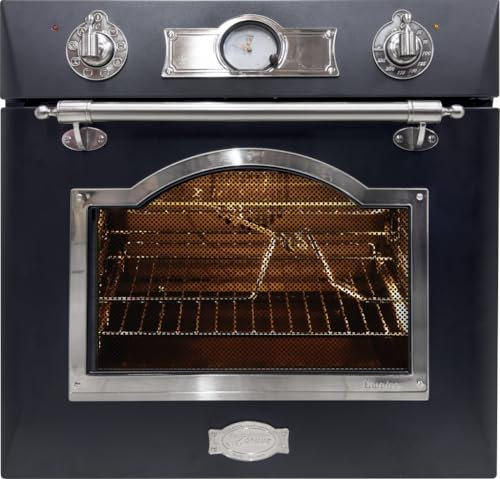 KAISER Einbaubackofen EH 6355 Em Sil mit 1-fach-Teleskopauszug, Retro Elektro Einbau Backofen Autark 60 cm 67L 8 Funktionen in Schwarz