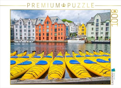 CALVENDO Puzzle Kajak Boote, Alesund | 1000 Teile Lege-Größe 64 x 48 cm Foto-Puzzle für glückliche Stunden