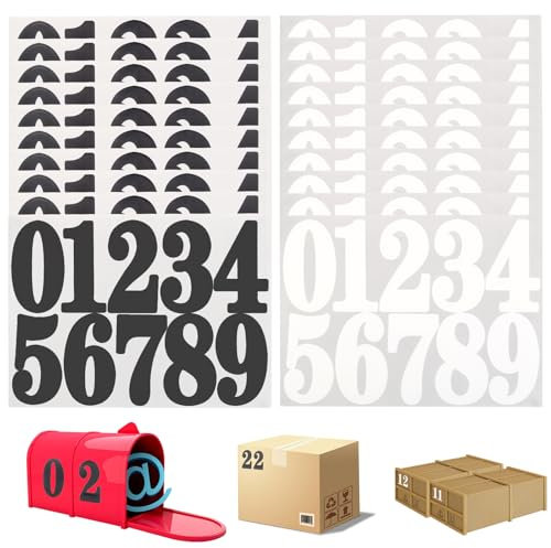 IETWATE 20 Piezas Numeros Adhesivos, 0-9 Pegatinas Numeros Impermeables, 10cm Pegatinas Numeros Adhesivos, Numeros Casa Exterior Adhesivos para Puerta Ventana Coches, Negro Blanco
