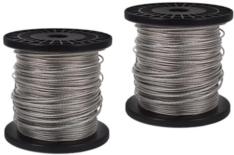 SUPVOX 2 Rouleaux Ligne De Clôture Électronique Bordure De Clôture De Jardin Fil Galvanisé Fil Suspendu Ligne De Tonte Câble Métallique Fil d'image Silver Alliage Aluminium-magnésium