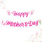 IHLOOTD Muttertag Dekoration Rosa Happy Mother's Day Banner, Girlande Hängende Deko mit Herz und Rosenschildern für Mama Home Geburtstag Party Dekoration