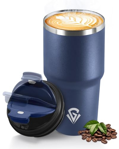 HoneyHolly Termos Caffè 600 ML, Tazza termica Riutilizzabili Prova di Perdite, Bicchiere Termico, Acciaio Inox 304, Travel Mug per Caffè Caldo e Freddo, Latte e Tè
