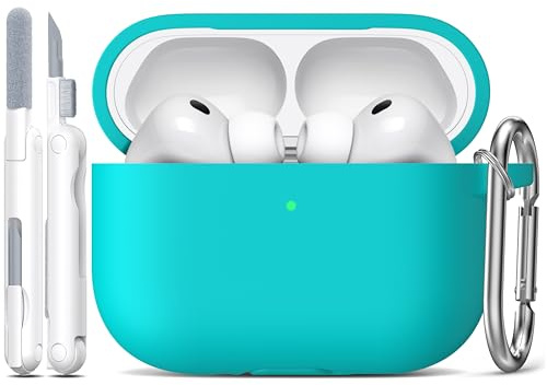 R-fun für AirPods Pro 3 Hülle (2025) Weiche Silikon -Neues Türkis | Kompatibel mit Apple AirPods Pro 3. Generation, Reinigungsset & Schlüsselanhänger inklusive, Unisex, Umfassender Schutz