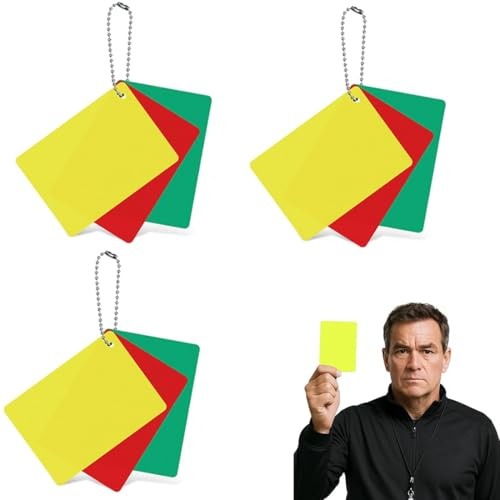 JYNXOR Carton Arbitre Football,3 Set de Carte Foot,Cartons de Pénalité D'arbitre Football Rouge Jaune Vert,Cartes Pénalité Portable pour Matchs,Entraînements,Sport