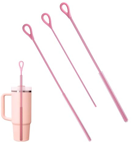 3pcs Reusable Silicone Straw Cleaner Brush,9.5in Extra Long Straws Cleaner Cleaning Tool for 3mm 6mm 9mm Multi-Size Cleaning Accessories for Metal Glass Plastic Straw & Bendable Pipe