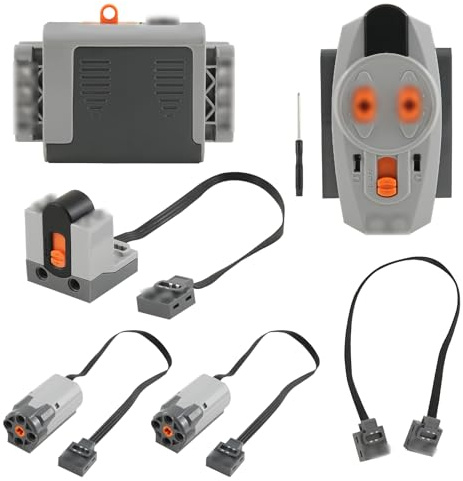 Power Function Set, 6-Teiliges Elektrisch Spielzeug Motoren, Motoren Set mit M Motor, Fernbedienung, Bausteinmotor, kompatibel mit verschiedenen Modellen
