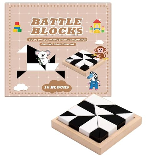 Geometric Block Puzzle - Shape Jigsaw for Kids | Wooden Pattern with Hidden Design, Logic Skill Training Toy, Early Education Game for Preschoolers and Classroom Play
