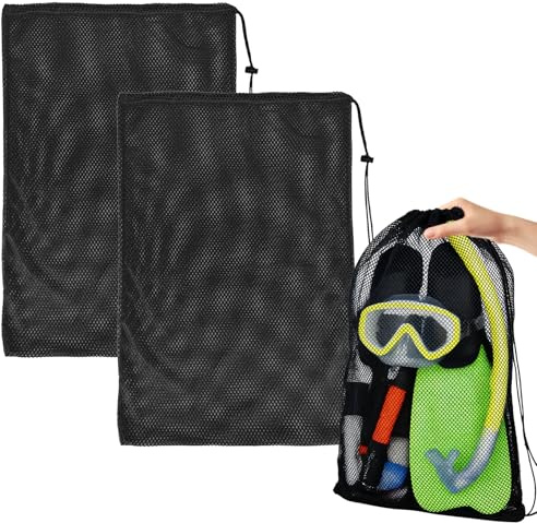 YEAMLTE Borsa a rete per boccaglio, 2 pezzi, in nylon, con coulisse, per sport, attività all'aperto e altro ancora