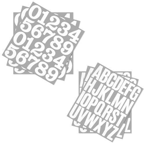 Nogeqi 138 Pcs 2 Inch Letter Stickers, 6 Sheets Alphabet Stickers, Self Adhesive Letter Sticker Vinyl Numbers for Scrapbook Mailbox Water Bottles Car Window Home and Outdoors, White