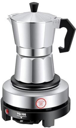 Haoxuesen Macchina Da Caffè Elettrico Portatile 3 Tazze Caffettiere Espresso 5 Livelli Temperatura, Urna Caffè Con Piastra Riscaldante Moka Pot 150ML, Per Cappuccino Latte Americano Ufficio Giardino