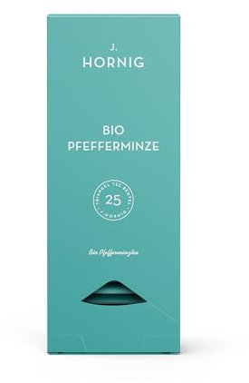 J. Hornig Bio Pfefferminze, Pfefferminztee im Premium Pyramidenteebeutel, frischer Geschmack, bio-zertifiziert, 25 biolgisch abbaubare Teebeutel