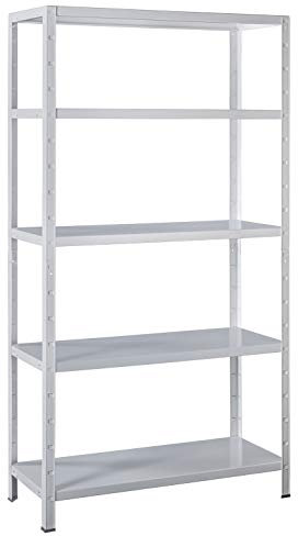 Schulte Regalwelt Steckregal mit 5 PowerMAX Fachböden, 85 kg Tragkraft, 200x100x35 cm (HxBxT), weiß, Lagerregal, Werkstattregal, Kellerregal, Garagenregal, Metallregal