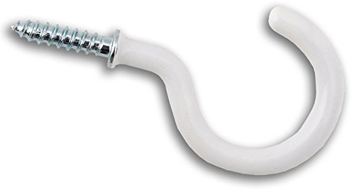 Fort Fasteners Cup Hooks, Shouldered 25mm (1 Inch) White Plastic Coated 48 Hooks