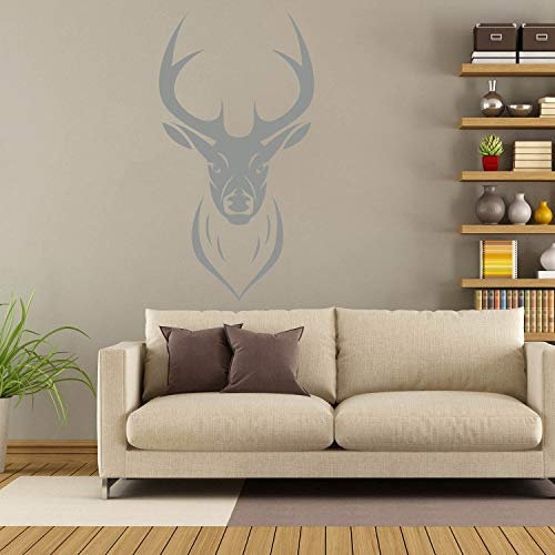 Hirsch Wandtattoo Sticker Aufkleber Wandaufkleber wiederablösbar (16 cm (B) x 30 cm (H), Grau)