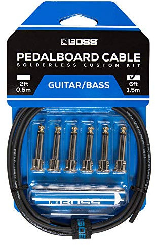 BOSS BCK-6 Lötfreies Pedalboard-Kabelkit – 1,5 m-Kabel + sechs 6,3 mm Klinkenstecker (gewinkelt/gerade) für die Erstellung von drei Custom-Kabeln