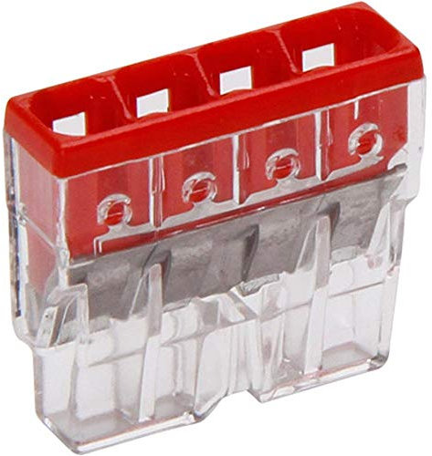 Kopp 33346410 Wago Compact-Verbindungsdosenklemme 4-Leiter-Klemme rot 0, 5-2, 5 mm² Inhalt 10 Stück, Transparent/Orange
