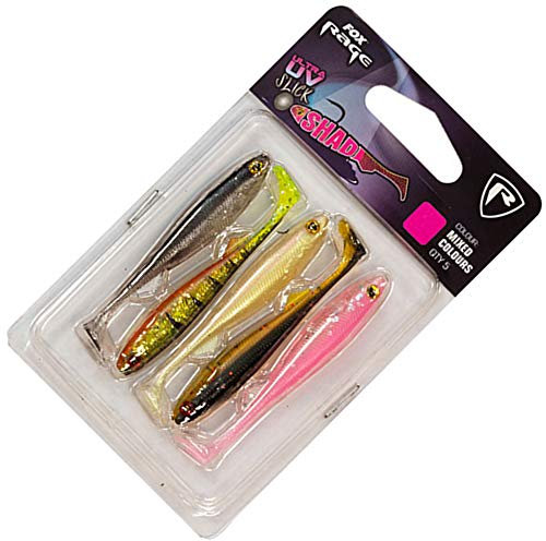 Fox Rage Slick Shad Mixed UV Colour Pack - 5 Gummifische, Länge:7cm