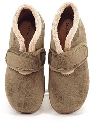 GARZÓN ZAPATILLA CASA PELO ABOTINADA DE MUJER - 40, Marrón Claro