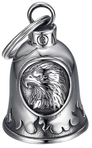 BOBIJOO JEWELRY - Clochette Moto Tête d'Aigle Porte-Bonheur Acier inoxydable Argent