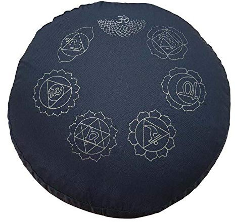 Saraswati Meditationskissen mit Inlet 7 Chakren Baumwolle(80%), Polyester(20%) schwarz 35x15cm mit hochwertigem Bio-Dinkelspelz gefüllt