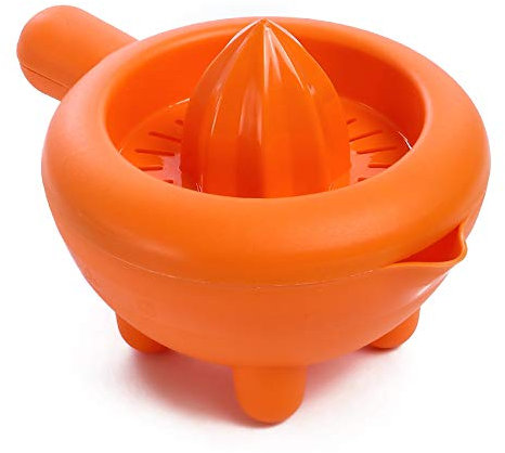 ECO Manual Citrus Juicer (375ml Capacity) | Handheld Lemon Squeezer with Built-in Measuring Cup | Orange & Lime Press | BPA-Free Plastic Squeezer | Plastic Fruit Press| Easy to Use & Portable (Orange)
