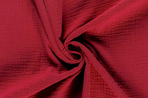 50x130cm Musselin Stoff uni Oeko-Tex zertifiziert Meterware Mulltuch Baumwolle, Farbe:rot