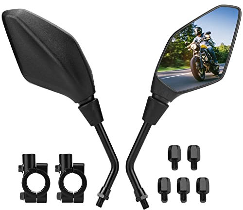 KEMIMOTO E24 Retrovisores Moto Homologados, Espejo Retrovisores Giratorio de 360 ° motocicleta, Espejo Moto Lateral de 7/8 22 mm compatible con ciclomotor scooter ATV MT0