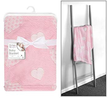 First Step Babydecke, Herz-Design, 75 x 100 cm, Rosa