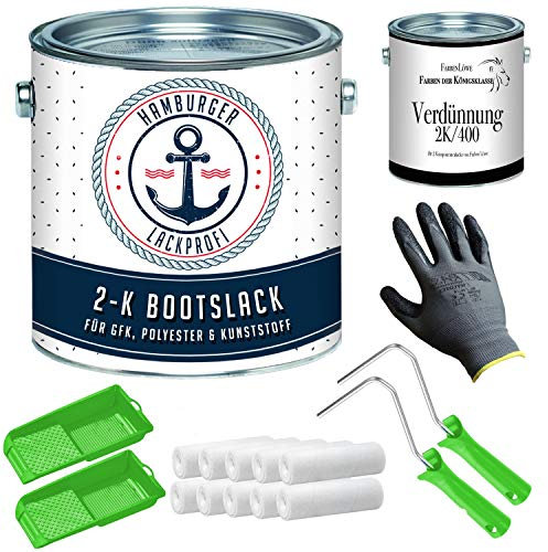 Hamburger Lack-Profi - Barniz mate para madera y metal, color negro RAL 9004, para plástico reforzado y poliéster, pintura para barcos con juego de pintura (X300) y dilución (1 litro), color negro