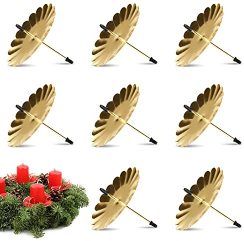 Wishstar Bougeoirs Lot de 8, Bougeoir pour Bougies de l'Avent, Bougeoirs Noël de l'avent 8 cm, Bougeoir en Métal Or pour Décorer des Couronnes
