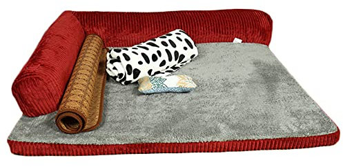 YAOTT Orthopädische Hundebett Große Hunde - Hundesofa Mit Memory Foam, Kuschelig Schlafplatz In Größe,Couch Hundebett Hundekorb,Waschbar Kratzfest,Rot2-4stück,M