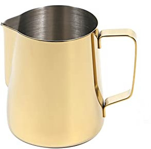 Jarra de leche de acero inoxidable, jarra de leche vaporera, 350 ml, color dorado