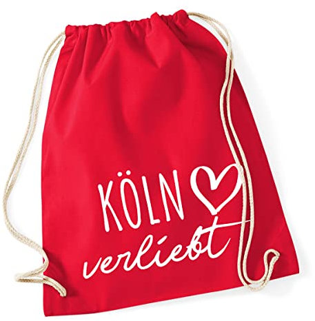Huuraa Gymbag Köln verliebt Geschenk 12 Liter Classic Red Baumwolle Köln Geschenkidee