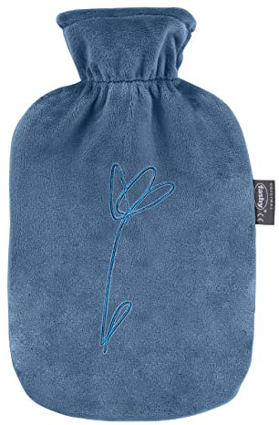 Fashy Wärmflasche 2,0L mit Plüschbezug mit gesticktem Dutch Iris, 67397 58
