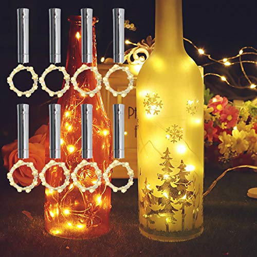 8PCS Korken mit LED Lichterkette Warmweiß, TYXSHIYE 2M/78.74in 20LED Flaschenlichter AA Batterie, Immer beleuchten, Weinflaschen Korkenlicht Flaschenlicht für Party Hochzeit Weihnachten