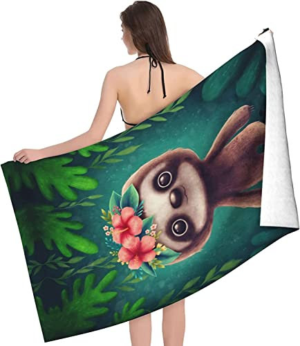 Strandtuch groß 100x200 cm 3D Süßes Faultier, Microfaser Handtücher, Strandlaken Handtuch, Schnell Trocknen Strandhandtuch Herren Frauen Badetücher, Badetuch, Strandtücher
