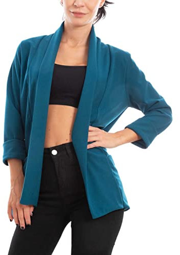 Toocool Blazer Damen Jacke Elegant Casual Basic Einreihig Frühling VI-80021, Petrol, One size