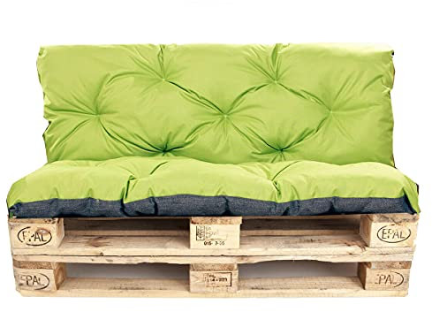 Palettenkissen Outdoor - Palettenkissen Set - Palettenkissen Set Indoor (Sitzkissen 120x60 +Rückenlehne 120x50, Limette)
