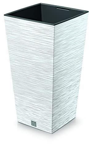 URBNLIVING Pot de fleurs carré haut aspect moderne pour intérieur ou extérieur (blanc)