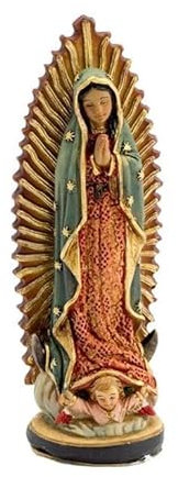 DRW Figura Virgen de Guadalupe Mexicana Resina Pintada a Mano 8 cm